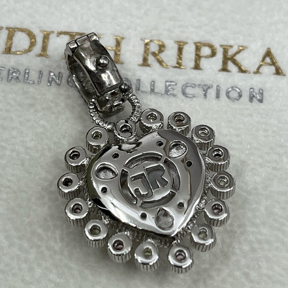 Vintage Judith Ripka Sterling Silver Heart Enhancer Pendant with Mother of Pearl - Picture 7 of 16